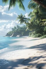 Wall Mural - Sandy beach with palm trees