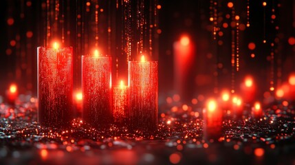 Sticker - Lit red candles, blurred sparkles.