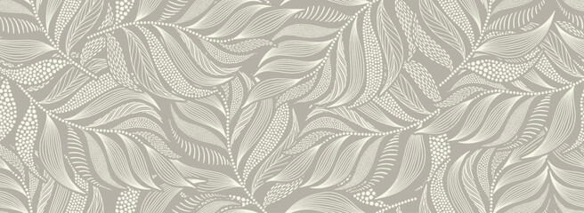 Abstract floral background with leaf seamless pattern with dotted flat style.