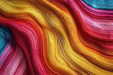 Poster - Colorful Knitted Blanket Close-Up