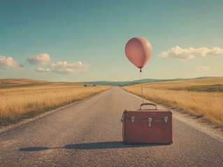 Sticker - Suitcase and Balloon by Road