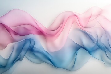 Wall Mural - Elegant abstract design showcasing fluid waves in soft pastel pink and blue hues for artistic decor