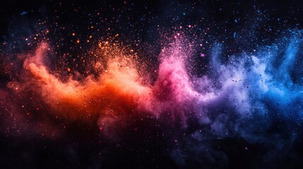 Color powder splash rainbow background paint holi smoke colour . Powder color splash explosion dust ink burst splatter white texture isolated black spray party blue wallpaper cloud pink stain