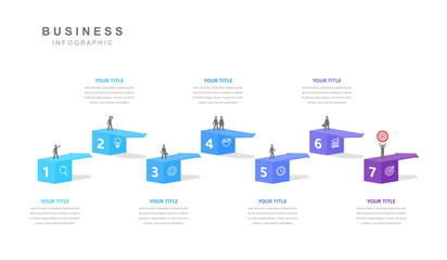 Wall Mural - infographic elements template, business concept timeline 7 steps. cubic, arrow. can be used for work
