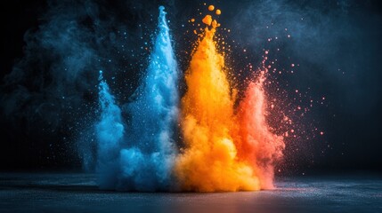 Color powder splash rainbow background paint holi smoke colour . Powder color splash explosion dust ink burst splatter white texture isolated black spray party blue wallpaper cloud pink stain