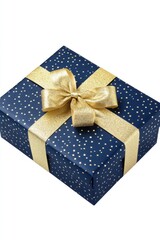 Poster - Blue Gift Box with Gold Bow