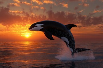 Wall Mural - Whale Jumping Out of Water