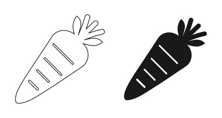 Wall Mural - carrot with leaves outline silhouette icon on white background