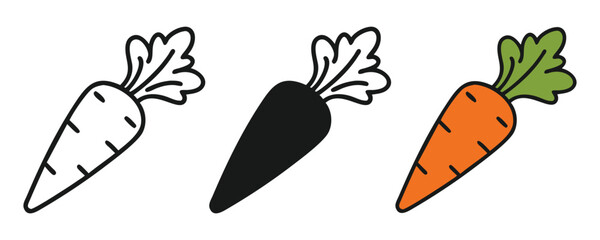 Wall Mural - carrot with leaves outline silhouette icon on white background