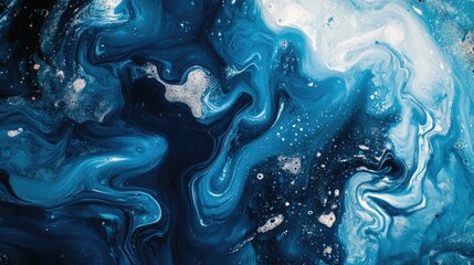 Poster - Blue and White Fluid Painting