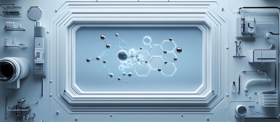 Wall Mural - futuristic molecular structure displayed on a sleek tech panel