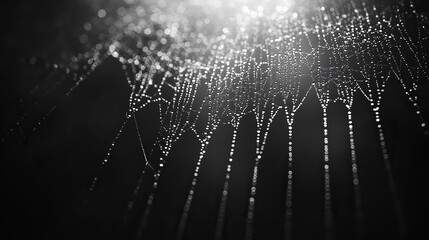 Black background with white spiderwebs hanging from the top, adding a spooky, minimalist vibe