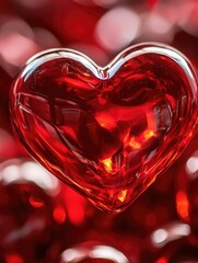 Wall Mural - Heart Shaped Glass Object with Red Lights