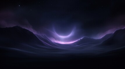 Wall Mural - A dark sky with a purple moon and stars