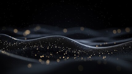 Wall Mural - a black and white image of a wave with gold specks