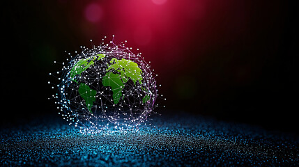 glowing globe with network of connections, representing global communication and technology. vibrant colors create modern and dynamic feel