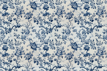 Wall Mural - Floral Toile tapestry pattern. Vintage Japanese botanical wallpaper pattern. Background image. Created with Generative AI technology