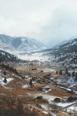 Wall Mural - snowy mountain valley landscape