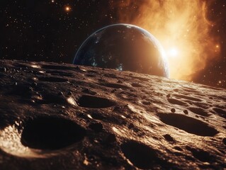Wall Mural - moon surface view