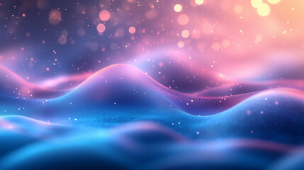 Wall Mural - abstract background with waves of rich purple and pink hues, sparkling dots and bokeh effect.