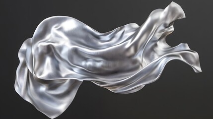 Wall Mural - Silver Fabric Draped in Dynamic Flowing Motion