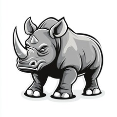 Wall Mural - Angry rhino illustration, white background, mascot design, for logos