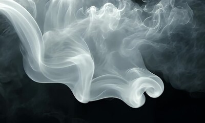 Wall Mural - an ethereal swirl of white smoke against a dark background, creating a mysterious and atmospheric ef