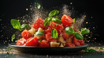 Wall Mural - Fresh tomatoes and herbs bursting with flavor. Generative AI