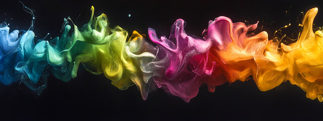 Wall Mural - Fluid rainbow paint in motion