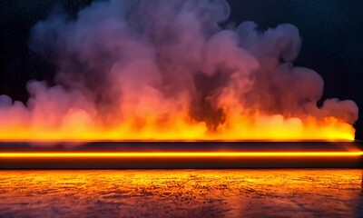 Wall Mural - A dramatic depiction of flames and smoke against a dark background, creating a striking visual effect.