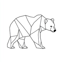 Wall Mural - Geometric bear illustration, white background, design element, art print