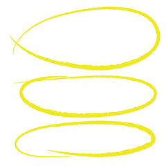 Wall Mural - Set of hand drawn yellow round circle scribbles highlighter design element