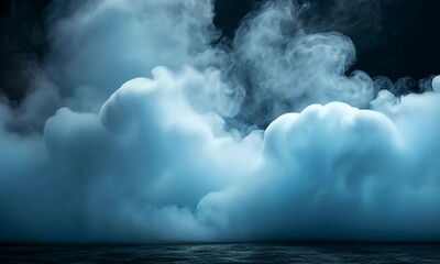 Wall Mural - a dense cloud of mist or smoke billows against a dark background, creating an atmospheric and myster