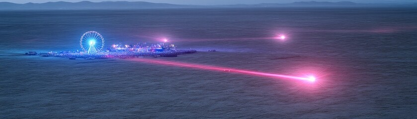 Wall Mural - Stunning Futuristic Light Show Illuminating a Breathtaking Desert Landscape at Night