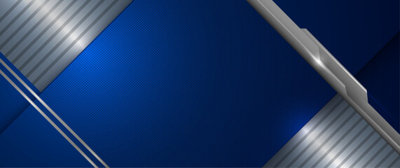 Aufkleber - Vector abstract metallic shape, grey metal, line, light effect on dark blue gradient color for wallpaper background. Illustration modern graphic design, technology concept, futuristic background