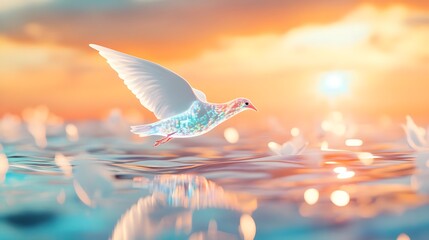 Sticker - digital dove sunset serenity - pastel colors