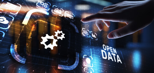 Wall Mural - open data database integration api internet technology concept.