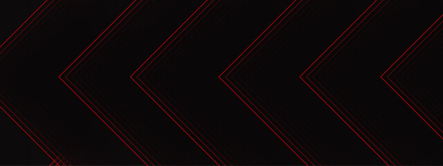 Aufkleber - Abstract Geometric Chevron Pattern with Red Accents on Black Background. Futuristic Linear Design for High-Contrast Modern Projects. Red and black are light pattern with the gradient