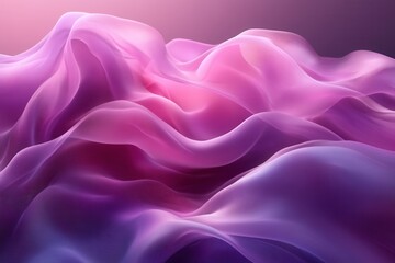 Wall Mural - flowing waves of purple fabric create a surreal landscape under soft pink light in an artistic repre