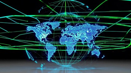 Aufkleber - Exploring the interconnected world through digital mapping and network visualizations. Futuristic HUD, FUI, FVX style.