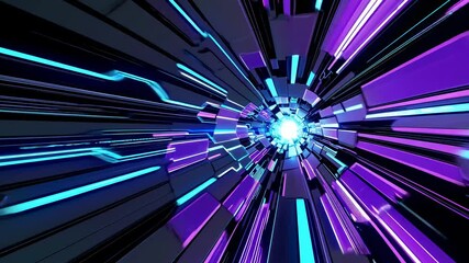 Leinwandbilder - Dynamic journey through a futuristic tunnel with vibrant lights and energetic motion