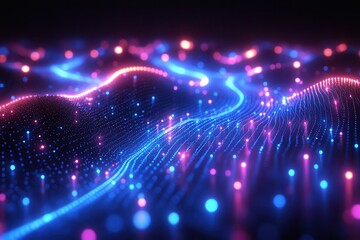 Wall Mural - colorful abstract representation of digital waves illuminated in blue and pink tones