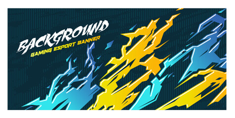 Wall Mural - thunder stripes background Car decal livery wrap banner abstract sporty blue yellow grunge brush electric storm modern pattern racing motorsport vector design