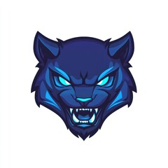 Wall Mural - Glowing blue panther head, snarling, mascot design, esports logo, gaming