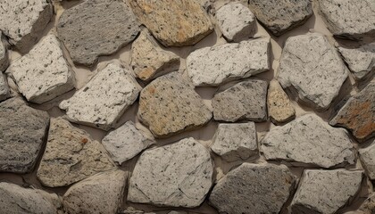 Wall Mural - rough stone wall texture with irregularly shaped rocks and earthy tones for architectural background or design projects