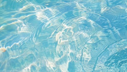 Poster - tranquil turquoise water ripples with sunlight reflections creating abstract flowing patterns, ideal for background or serene designs

