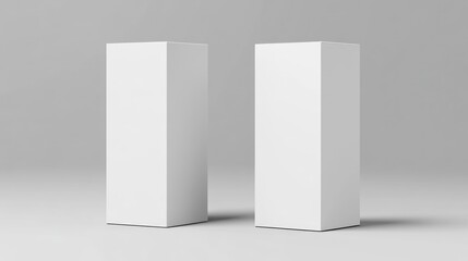 Wall Mural - Two blank white square boxes on a light gray background, perfect for mockup design.