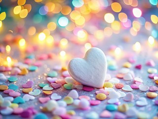 Wall Mural - Soft Heart Confetti on White Holiday Canvas: Festive Background