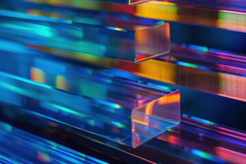 Wall Mural - close up horizontal abstract illustration of glowing transparent geometric structure background