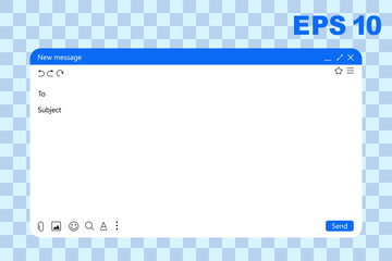 Email interface. Mail windowtemplate set for laptop, tablet and phone. Email mockup. UI window for message box. Internet mail frame. Vector EPS 10.